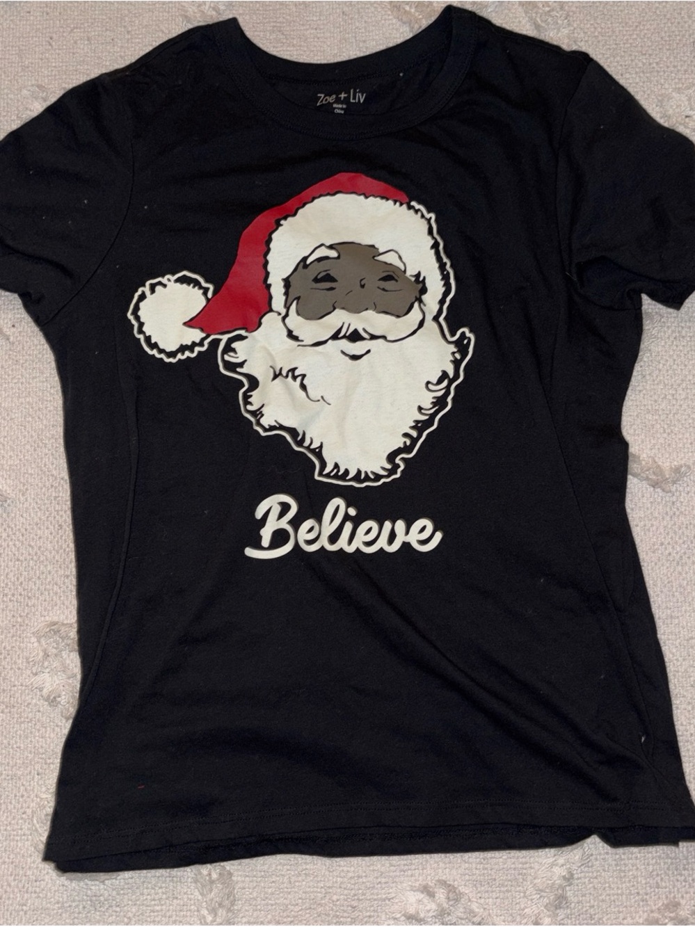 Zoe + Liv Black 'Believe' Santa Graphic Tee